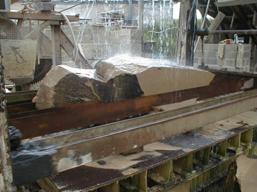 framesaw cutting stone